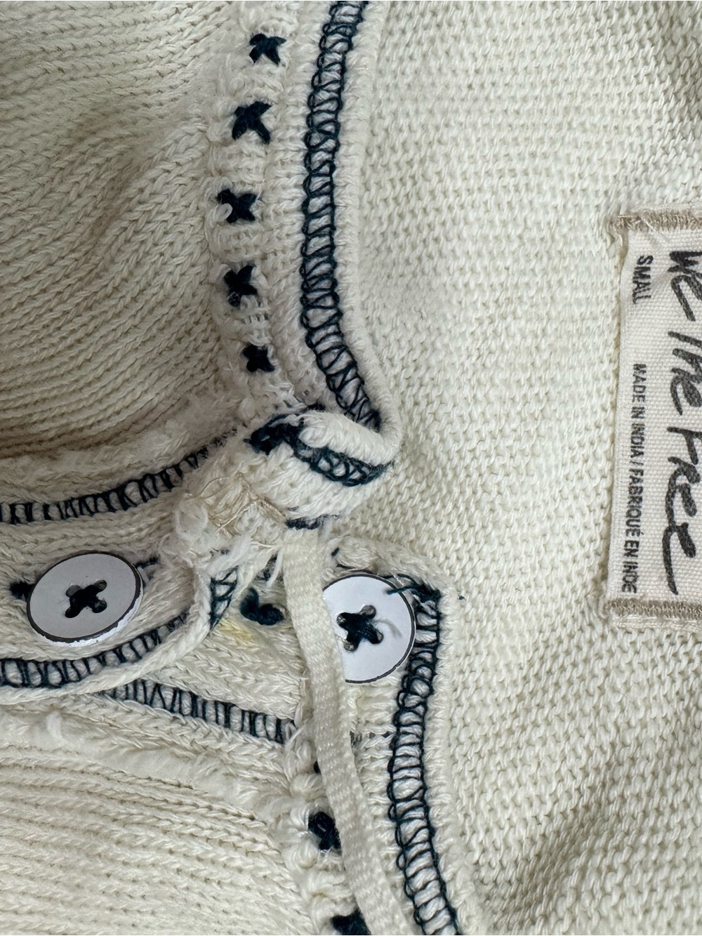 We The Free Cream Long-Sleeve Henley Top ower size ! - Picture 4 of 7